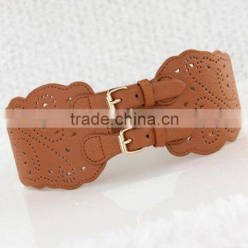 New lady belt,hollow needle elastic waistband, PU belt