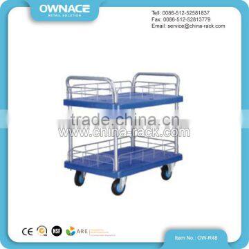 Double Layers Warehouse Platform Trolley Hand Push Cart