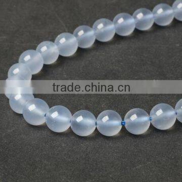 A grade 8mm natural blue chalcedony beads for jewelry making