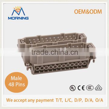 HE-048-M, Industrial Copper Alloy Material 48 Pins Auto Electrical Wire Connector, Male Screw Terminal