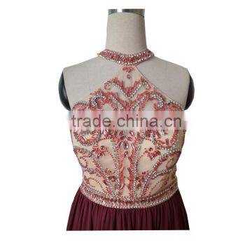 Hot Sale Elegant Manual Nail Bead Sleeveless Evening Dress photo-5