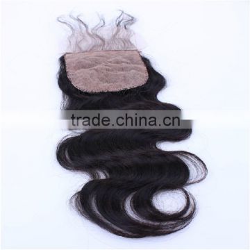 Free Shipping 7A Cheap Silk Base Closure Brazilian Hair 4X4" Body Wave Hidden Knots Middle/Free/ 3 part Human Hair Silk Closure