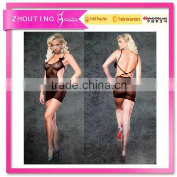 CK8013 bowknot net lingerie skirt women open crotch bodystocking