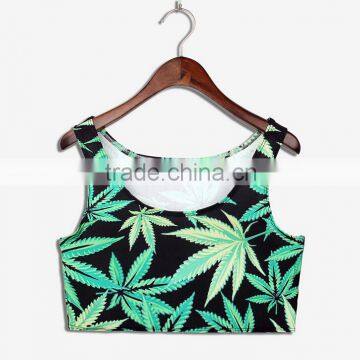 Latest Tops Designs Girls Sublimation Print Maple Leave Tank Tops N7-1