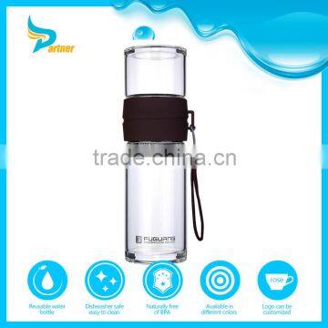 Glass Water Bottle with Customized Silicone Sleeve, Hot Water Bottle with Straw, 10 Gallon Glass Water Bottle