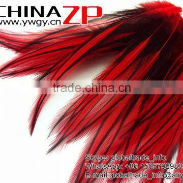 ZPDECOR Top Quality Feather Dyed Red Lace Pointy Rooster Cape Feathers photo-3