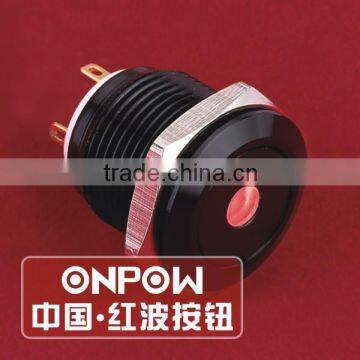 ONPOW 16mm Dot LED Momentary Waterproof Black aluminium Push Button Switch (GQ16F-10D/J/R/1.8V/A) CE, RoHS