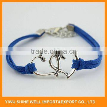 Hot Selling simple design clasp charm leather bracelet with good prices