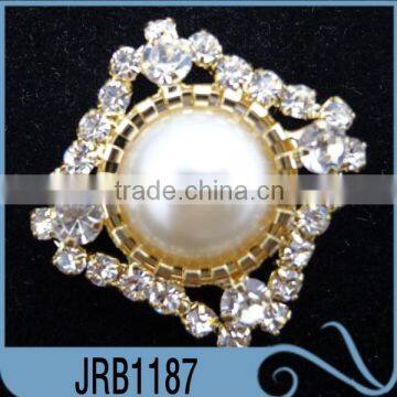 High Quality Wholesale Square Plastic Pearl Rhinestone Button for Coat Decoration