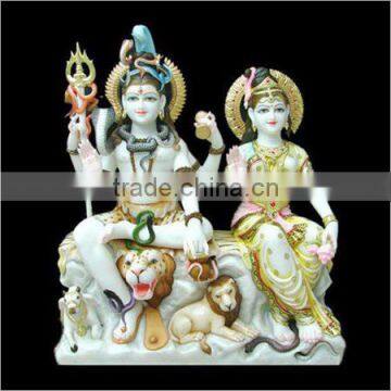 White Marble Shiv Parvati Murti