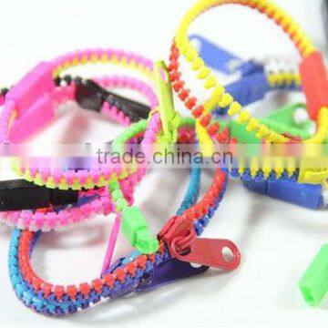 New Fluorescence Two-Tone Mixed Colors Beautiful Hip Zip Zipper Bracelets