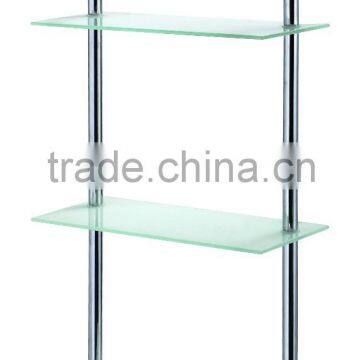 Metal hanging wall mounted 3 tier glass shelf bathroom rack chrome