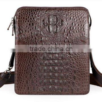 Leather Mens Messenger Bag Custom Genuine Crocodile Pattern Shoulder Bag