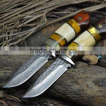 Doshower damascus hunting knife with promotional gift of eagle wood prices