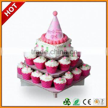 1st cupcake pink party cake stand ,1-layer cake stand for birthday party ,18th birthday party cake stand