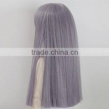 New Arrival Long Silky Straight Smoke Purple Doll Wig With Full Bangs photo-4
