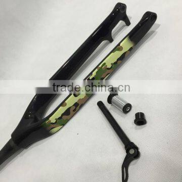 2016 NEW arrival 29ER camfoulage color carbon mtb fork for sale,100*12 thru axle tapered disc brake mtb fork