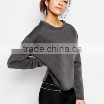 2016 Latest Design Grey Pullover Scuba Oversized Hoodies for Women