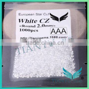 America diamond 2mm 3A quality cubic zirconia gemstones round CZ loose
