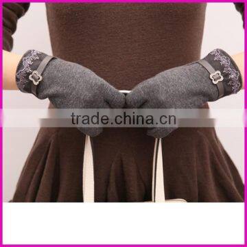 New Autumn Winter Womens Touch Screen Gloves Winter Knit Velvet Warm Gloves Mittens Lace Side Design photo-2