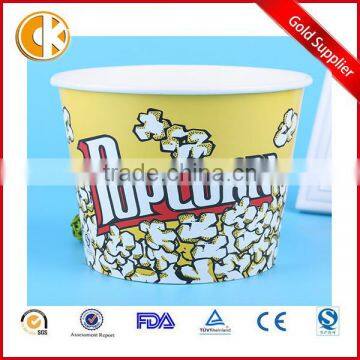 Big yellow disposable paper Popcorn Cups / Bowls for movies