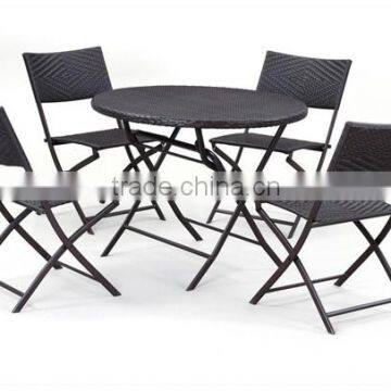 5 piece outdoor patio folding portable wicker rattan dining chair set