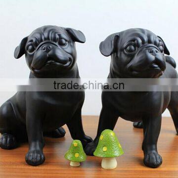 Black resin cute couple french bulldog statue