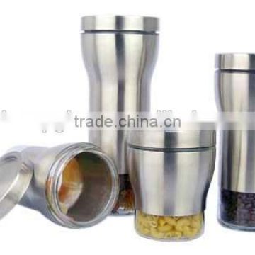 wholesale glass jar with stainless steel casing