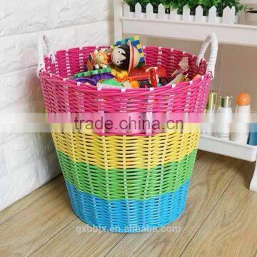 Set of Three Handmade Plastic Woven Laundry Basket With Handles photo-5