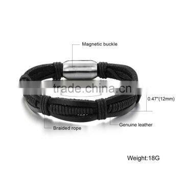2017 New Stainless Steel Jewelry Leather Braided Bracelet for Men photo-5