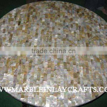 Round Marble Table Top, Mother Of Pearl Table Top