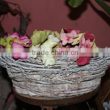 wash white boat shaped rattan flower pots for christmas