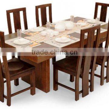 Armchair six sitter wooden dining table set