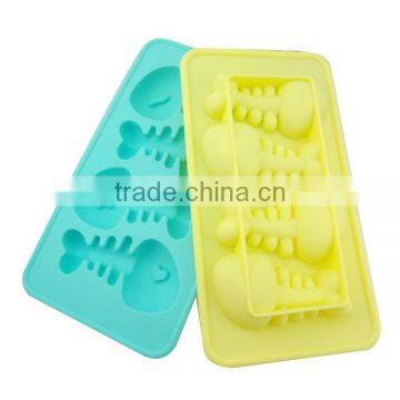 Fancy 4 Cavity Fishe Bone Shaped Silicone Ice Cube Tray Maker photo-4