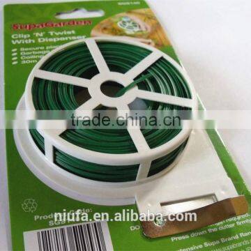 30m Garden Twist Tie Wire Reel With Cutter Plant Bush Flower Strong Support photo-2