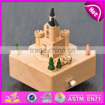 Customize cartoon castle wooden music boxes for children W07B046