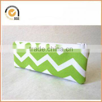 Canvas Pencil Case Zipper Pouch - Lime Green Chevron with White Zipper By Chiqun Dongguan Chiqun CQ-H01086