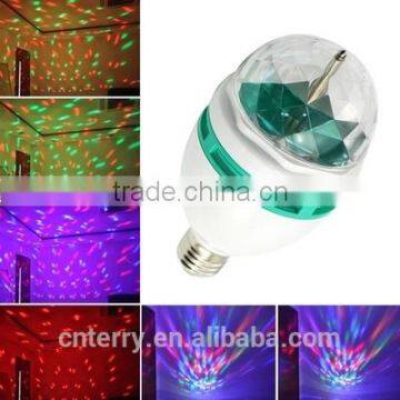 Newly Launched Auto Mini Party Light Stage Lighting LED Bulbs E27 B22 3W Bulb Full Color RGB LED Plastic Rotating Lamp photo-2