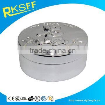 small round metal box for newborn baby presents