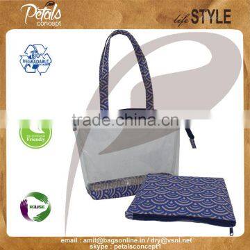 See Through Jute Tote With Pouch photo-4