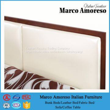 European Style Faxue Leather Storage Low Double Wooden Bed Frame photo-5