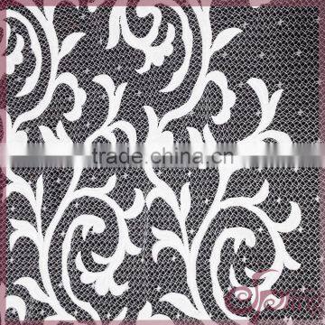 tulle embroidery fabric with applique 3D leaf