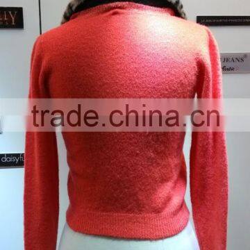2014 Ladies Knitted Sweater,cardigan With Mohair photo-3