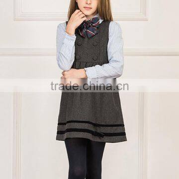 China Manufacture Girls Winter Grey School Uniform Dress photo-6