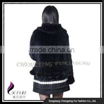 CX-G-A-209 2016 Black Knitted Rex Rabbit Fur Jacket photo-2