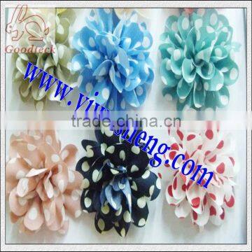 hot selling high qulity fashion cheap handmade decoative chiffon dot silk ribbon flowers for cloth