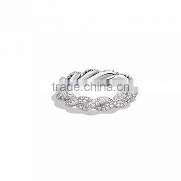 Silver Plated Twisted CZ Studded Ring