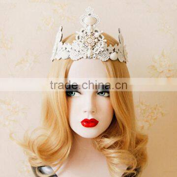 Europe Baroque pearl&shell hair band,big crown bride hair hoop,lace wedding jewelry hair accessories