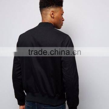 Sports Clothes Black Cotton Bomber Jacket Side Pockets With Lining Sport Jacket Teaming With A Red Tee photo-3