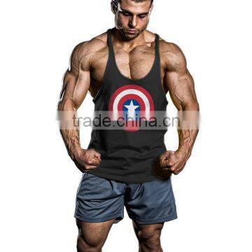 Printed men wholesale bodybuilding stringer tank tops